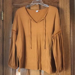 Camel colored peasant top